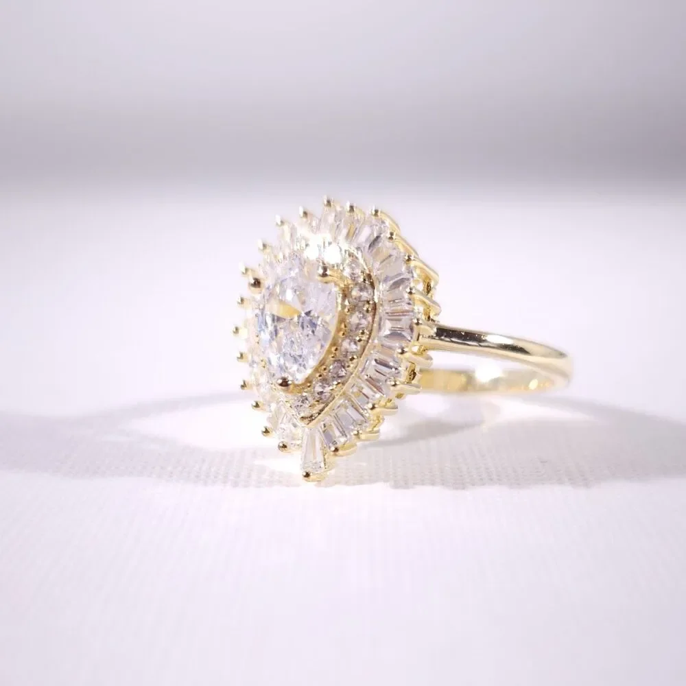 Simulated Diamond CZ Ring 14k over Sterling Silver Size 10